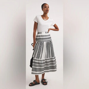 Emery Rose Aztec Print Tiered Maxi Skirt - Size M